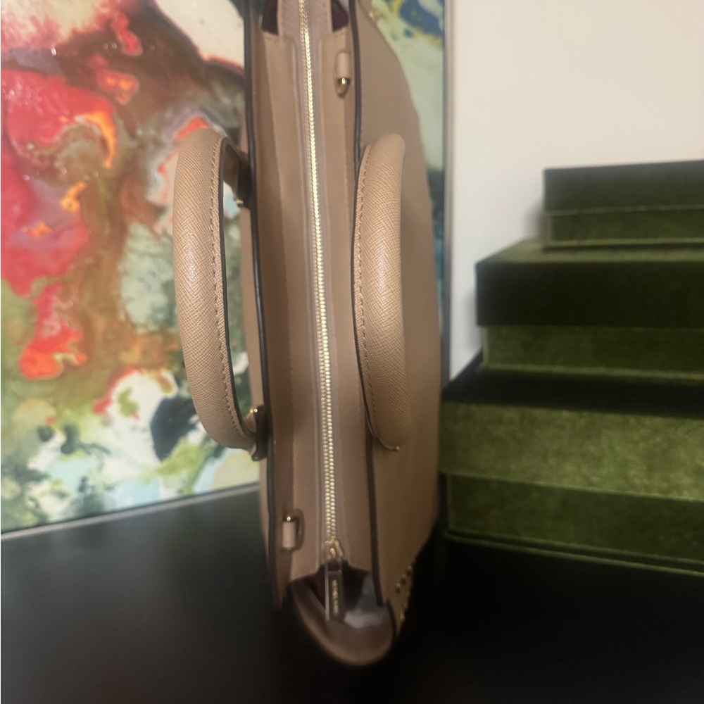 Michael Kors Beige Satchel with Gold Accents - Picture 4 of 11